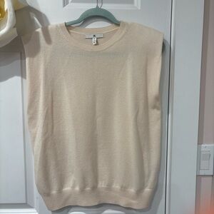 Banana Republic Cashmere padded shoulder Cream Sleeveless Sweater